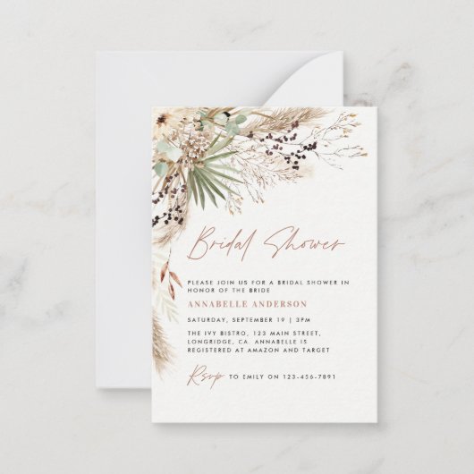 budget Brive douche pampas herbe boho invitation (Devant)