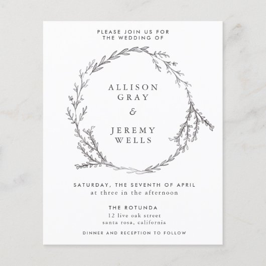 Budget brochure voor huwelijksuitnodiging (Voorkant)