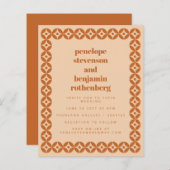 Budget Brown Tan Mid Mod Geometric Wedding Invite (Voorkant / Achterkant)