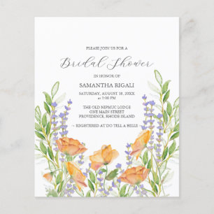 Budget bruids douche uitnodiging Floral Flyer