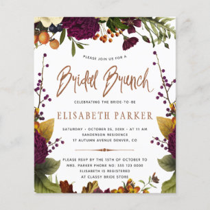 Budget bruidsbrunch herfst bruiloft feest uitnodig