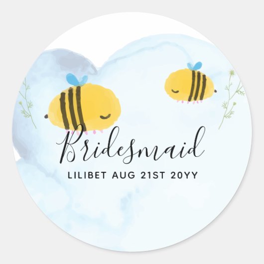 BUDGET Bruidsmeisje Bruidsfeest Cadeaus Bumble BIJ Ronde Sticker (Voorkant)