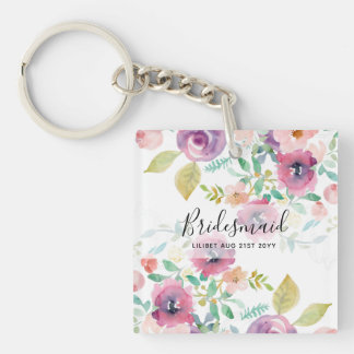 BUDGET Bruidsmeisje Bruiloft Cadeaus Roze Bloemen Sleutelhanger