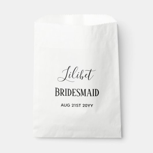 BUDGET Bruidsmeisje Bruiloft Geschenken Zwart Wit Bedankzakje (Voorkant)