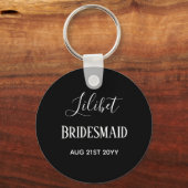 BUDGET Bruidsmeisje Bruiloft Geschenken Zwart Wit Sleutelhanger (Voorkant)
