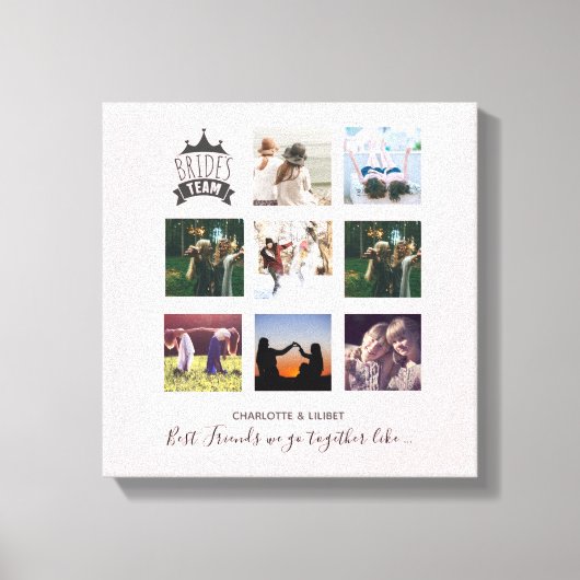 BUDGET Bruidsmeisje Cadeaus FOTO COLLAGE Quotes BF Canvas Afdruk (Voorkant)
