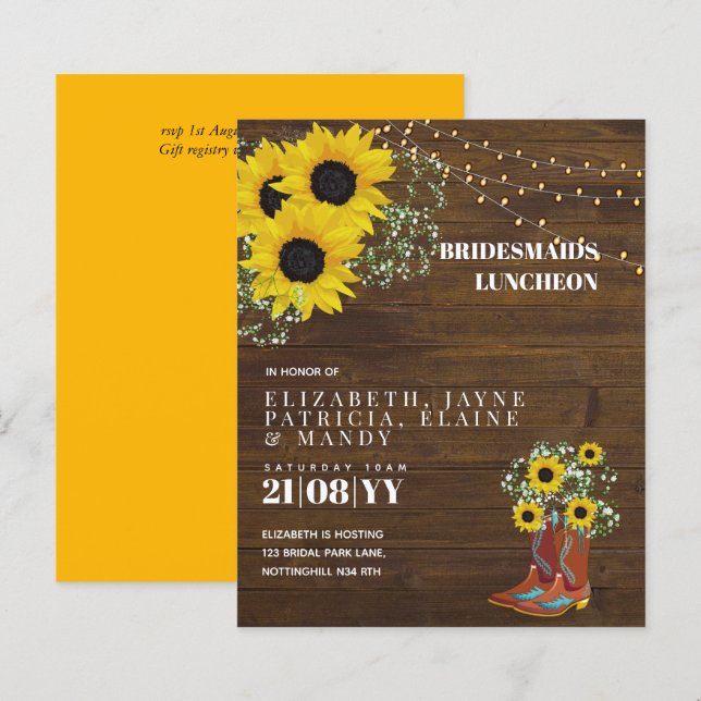 BUDGET Bruidsmeisjes Lunch Brunch Bloemen Lunch (Voorkant / Achterkant)