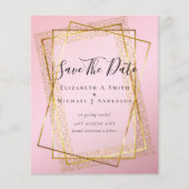 BUDGET BRUILOFT DATUM BEWAREN Gouden Glitter Geom Flyer (Voorkant)