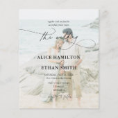 Budget Bruiloft Elegante Script 2 Foto QR Code Flyer (Voorkant)