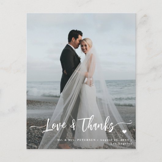 Budget bruiloft liefde en bedankt 2 foto dank u flyer (Voorkant)