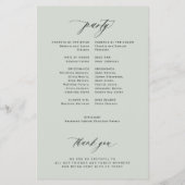 Budget bruiloft programma salie groen elegant flyer (Achterkant)