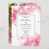 budget bruiloft roze floral romantic uitnodiging (Voorkant / Achterkant)