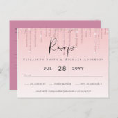 Budget Bruiloft RSVP Glitter Roze Briefkaart (Voorkant / Achterkant)