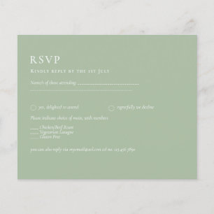 BUDGET bruiloft Sage Green Monochrome Wedding RSVP Flyer