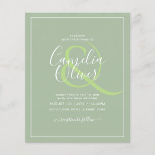 BUDGET Bruiloft Salie Appelgroen Monochroom Tekst Flyer