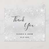 Budget bruiloft Silver Glitter foto bedankt (Voorkant)