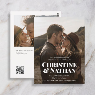 Budget Bruiloft Stout Chic 3 Foto QR Code  Briefkaart