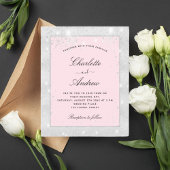 Budget bruiloft zilveren blush glitter uitnodiging