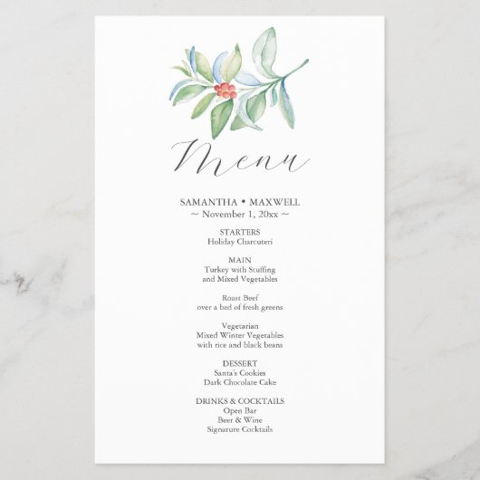 Budget Bruiloftsmenu Winter Botanicals Flyer (Voorkant)