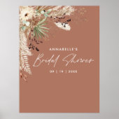 Budget bruiloftsshower pampas gras moderne elegant poster (Voorkant)