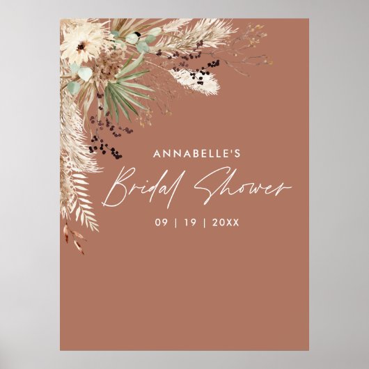 Budget bruiloftsshower pampas gras moderne elegant poster (Voorkant)