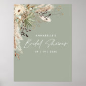 Budget bruiloftsshower pampasgras moderne elegant poster (Voorkant)
