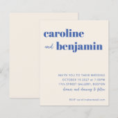 Budget Bruin Ecru Blauw Modern Huwelijksuitnodigin (Voorkant / Achterkant)