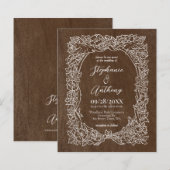 Budget Bruin Herfst Bloemen Bruiloft Uitnodiging (Voorkant / Achterkant)