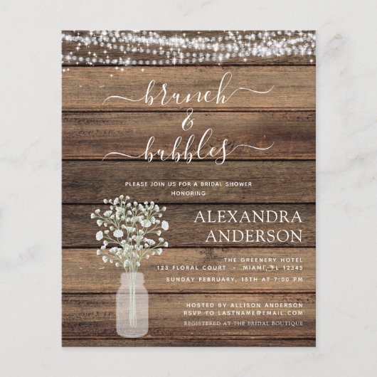 Budget Brunch & Bubble Bridal Shower Invitation Fl Flyer (Voorkant)