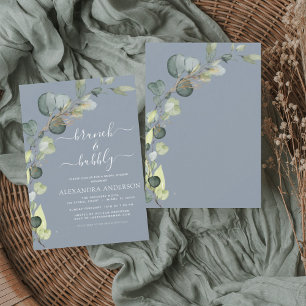 Budget Brunch & Bubbly Dusty Blue Uitnodiging
