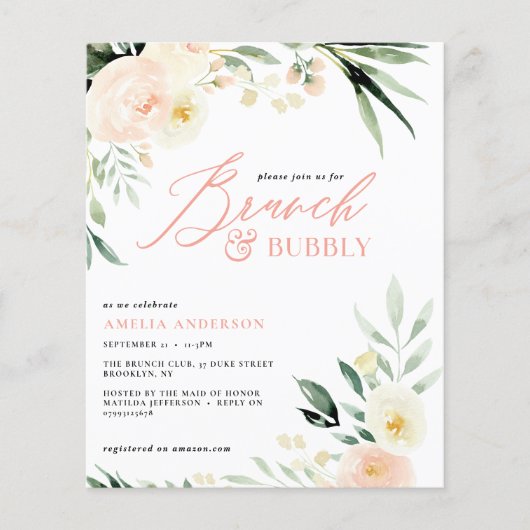 budget Brunch & bubbly green perach waterverf Flyer (Voorkant)