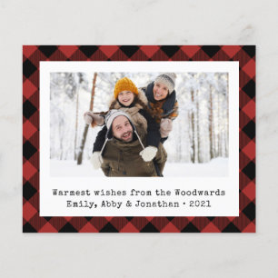 Budget Buffalo Plaid Foto Rode Zwarte Kerstkaart