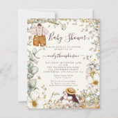 Budget  Bunny Boy Baby shower Cream Invite (Voorkant)
