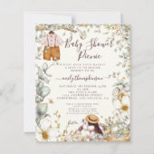 Budget  Bunny Boy Baby shower Picnic Invite (Voorkant)