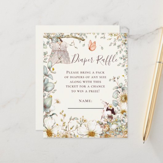 Budget Bunny Diaper Raffle Baby Girl Shower (Voorkant / Achterkant in situ)