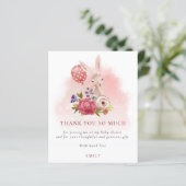 Budget Bunny Florals Pink Baby shower Dank u (Staand voorkant)