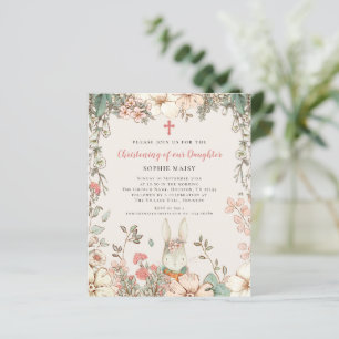 Budget Bunny Girl Christening Invite