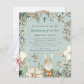 Budget Bunny Photo Boy Christening Baptism Invite (Voorkant / Achterkant)