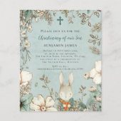 Budget Bunny Photo Boy Christening Baptism Invite (Voorkant)