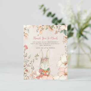 Budget Bunny Pink Girl Eerste verjaardag Dank je