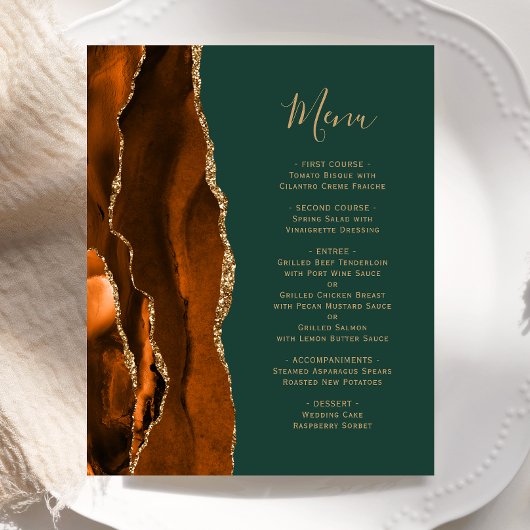 Budget Burange Orange Gold Agate Vert Mariage Menu