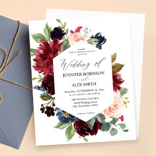 Budget Burgundy, Blush Pink en Navy Floral Wedding