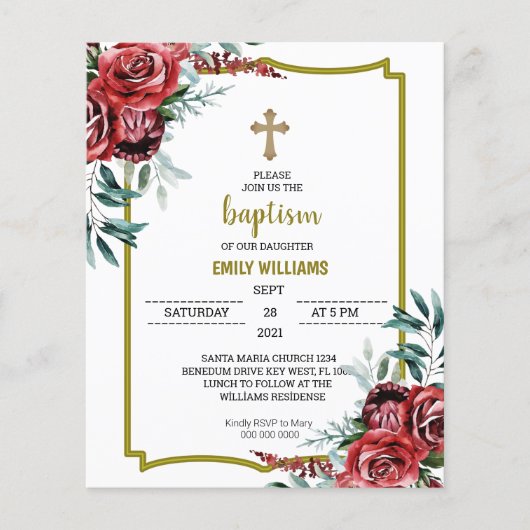 Budget Burgundy Floral Baptism (Voorkant)