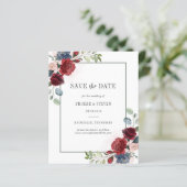 Budget Burgundy Floral Greenery bespaart datum (Staand voorkant)
