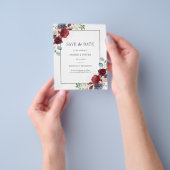 Budget Burgundy Floral Rustic Save the Date Flyer (Hand)