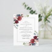 Budget Burgundy Floral Spring Wedding Invitation (Staand voorkant)