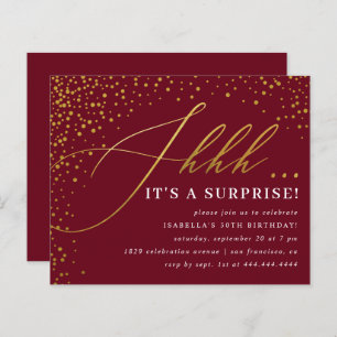 Budget Burgundy & Gold Confetti Surprise Party