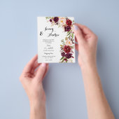 Budget Burgundy Marsala Floral 2 Wedding Flyer (Hand)