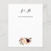 Budget Burgundy Marsala Floral 2 Wedding Flyer (Achterkant)