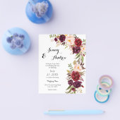Budget Burgundy Marsala Floral 2 Wedding Flyer (Enkel)